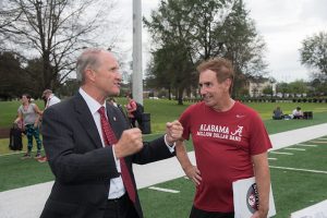 Dr. Bell talks with the director of the Million Dollar Band outside
